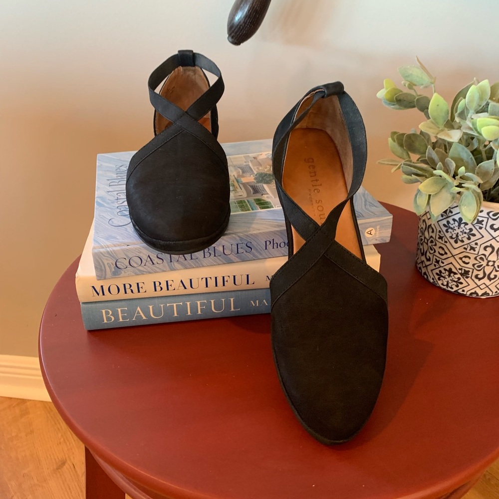 Gentle Souls black suede flats